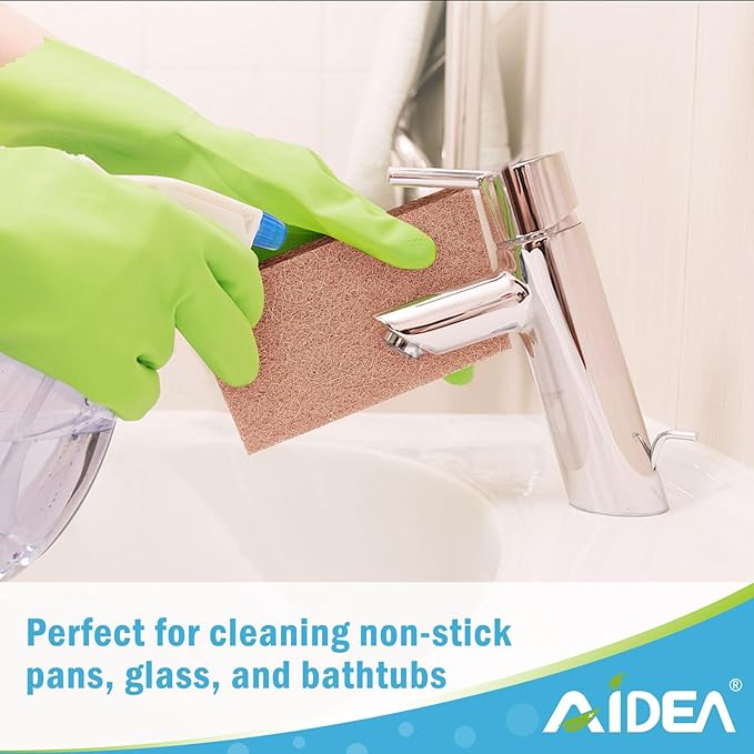 AIDEA Non-Scratch Natural Scouring Pads, Dish Scrubber Pads for Household and Kitchen, Cellulose Multipurpose Scour Pads for Cleaning -Natural Sisal Fibers, 24 Pack, 5.5in*3.5in