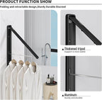 Clothes Drying Rack for Laundry Drying Rack Wall Mounted Clothes Hanger Rack Retractable Laundry Hanger Dryer Rack Space Saving Closet Organizer Aluminium (Black)