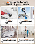 Electric Spin Scrubber, Rocfinity IPX7 Waterproof Cordless Cleaning Brush, 9 Brushs Heads Shower Scrubber - Extendable Long Handle Electric Cleaner Brush for Window,Floor,Car,Bathtub,Kitchen
