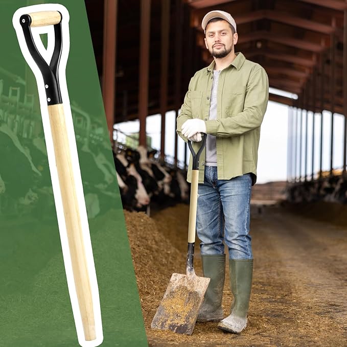 2 Pcs Spading Pitchfork Handle 30 Inch Wooden Shovel Handle Replacement D Shaped Pitch Fork Handles Replacement Tool for Shovel Scoop Hoe Rake Garden Digging