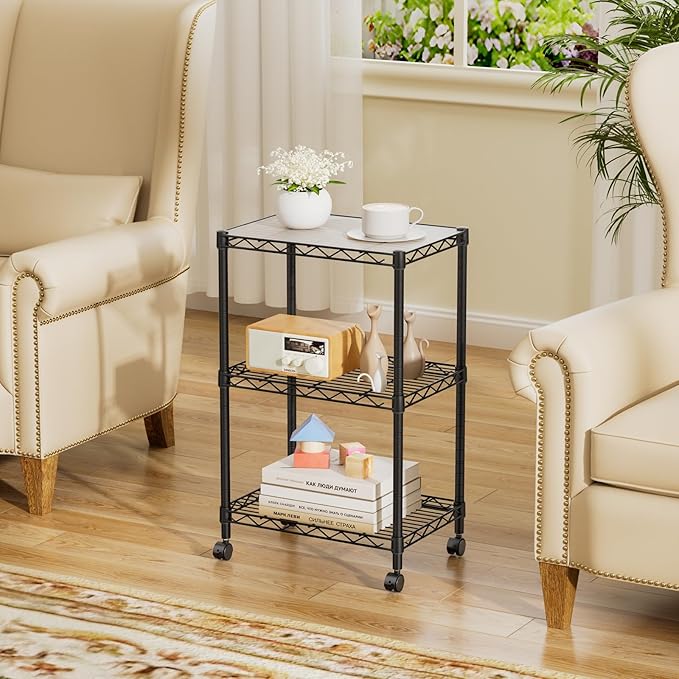 SINGAYE 3 Small Wire Shelves Kitchen Pantry Close Home Organizers and Storage Bathroom Shelf Laundry Room Organization Adjustable Book Metal Garage Shelving Unit