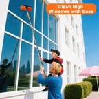 BITOPE 2 in 1 Squeegee for Window Cleaning Tool,Long Handle Window Cleaner Tool with Stainless Steel Extension Pole for Car,Shower, Glass Doors, Outdoor High Window