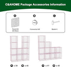 C&AHOME Wire Cube Storage, 12 - Cube Organizer Metal C Grids, Modular Shelves Units, Closet Organizer, Ideal for Home, Office, Living Room, 36.6”L x 12.4”W 48.4”H, Pink UWCS3012P