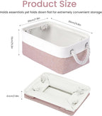 Storage Baskets for Shelves 11.8x7.9x5.2 Inch-Foldable Fabric Organizing Storage Bins with Handles, Closet & Bathroom Organizer, Home Storage for Kitchen, Office (3-Pack, White&Pink)