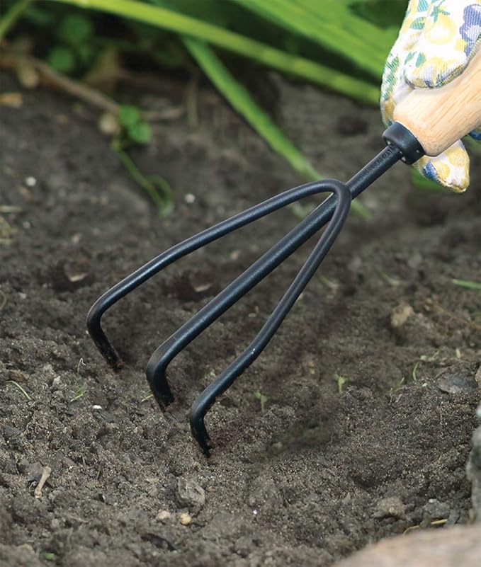 AMES 2446300 Tempered Steel Hand Cultivator with Wood Handle, 11-Inch, Brown
