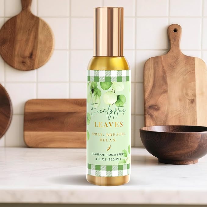 Room Spray, Eucalyptus Leaves, 4 fl oz, Air Freshener for Home, Long-Lasting Odor Eliminator for Bathroom and Office