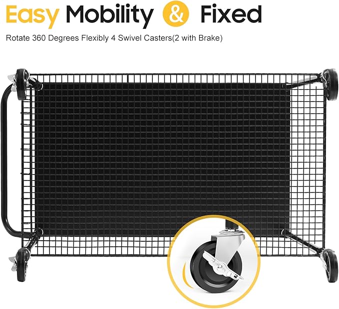 WDT 2-Tier Utility Cart with Wheels, Metal Cart with 1000LBS Capacity, NSF Heavy Duty Rolling Cart, Commercial Grade Serving Tool Storage Carts for Warehouse Garage Kitchen, 24"D x 45"W x 39"H, Black