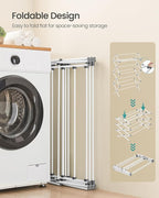 SONGMICS Foldable Clothes Drying Rack, Laundry Drying Rack, Clothes Airer, Steel Frame, 14.6 x 36.6 x 53.2 Inches, Easy Assembly, Indoor Outdoor Use, Pearl White ULLR771W01