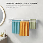 Laundry Drying Rack Collapsible, Wall Mounted Clothes Drying Rack, Space Saving Foldable Drying Rack for Laundry, 23.6" Wide, 11.2 Linear Ft, 4 Aluminum Rods, 60 lb Capacity