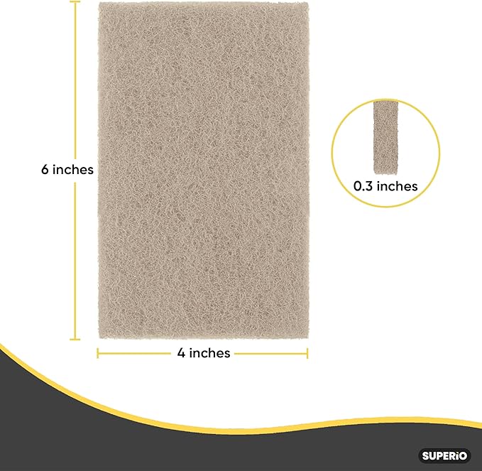 Natural Scouring Pad Non-Scratch Sisal Plant Based Scrubber Cleaning Scrub Pads, Eco-Friendly Reusable Kitchen Scrubbing Pad Pack of 6, by Superio