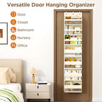 Over The Door Organizer, 7 Tier Door Hanging Organizers with 7 Large Pockets 12 Side Pockets, Behind Door Storage Hanging Shelves for Closet Bathroom Bedroom Nursery