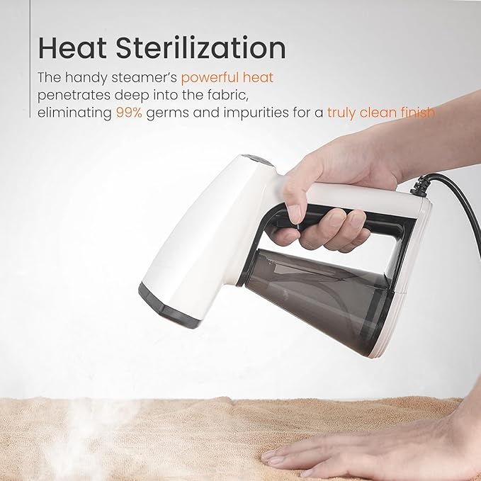 Osner Handheld Garment Steamer for clothes, 1450W Quick Heat Auto-trigger, Compact Travel Steamer, Clothes Steamer, Fabric Wrinkle Remover with Lint Brush Steam Nozzle (8.2 ft cord, White Plus)