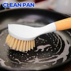 Holikme 3 Pack Dish Brush Set with Bamboo Handle, Kitchen Cleaner for Cleaning Pot, Pan, Sink and Stove, Scrubber with Medium Bristles, Yellow