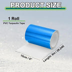 PATIKIL Awning Repair Tape 8m x 15cm Waterproof Canvas Tape High Adhesive Tear Repair Patch Kit for PVC Tarpaulin Tent Awning Fabric RV Sail Boat Cover, Blue (6" x26.24ft)