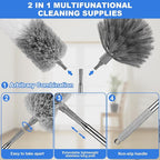 Dusters for Cleaning,Cobweb Duster Feather Duster with Extension Pole,3PCS Ceiling Fan Cleaner Duster,Long Duster Extended Handle,Blind Cleaner Dusting