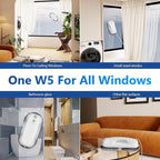 Tosima W5 Window Cleaning Robot, Dual Direction Auto-Spray Smart Window Cleaner with Triple Safety System, Smart Navigation, Remote Control, for All Smooth Surfaces, with 8 Rags, White