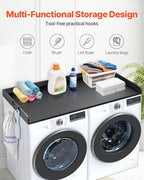VEVOR Washer Dryer Countertop with 3 Splicing Panels, 54" x 27" Wooden Washer and Dryer Countertop with Non-Slip Pads, Water-Resistant Laundry Topper for Laundry Room Organization and Storage, Black