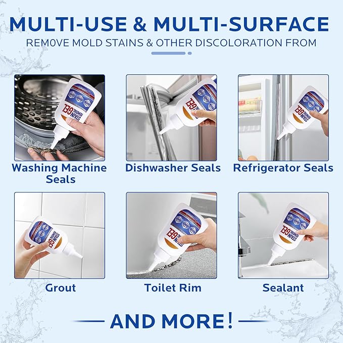 Mold Stain Remover Gel :Use on Washing Machine Gasket,Sink,Shower and Bathroom Grout - Front Load Washer Cleaning Solution,Heavy Duty Stain - 6.76 Fl oz