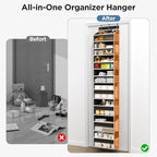 Over The Door Organizer, 8 Shelf Door Hanging Organizers with 8 Large Capacity Pockets, Back of Door Organizer Storage Hanging Shelves for Closet Bathroom Bedroom Nursery