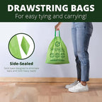 3 Gallon Compostable Trash Bags Liners Drawstring, Heavy Duty Extra Thick 1 Mil, 11.36 Liter, 50 Bags, Small Kitchen Food Scrap Waste Bag, ASTM D6400, US BPI and OK Compost Home Certified