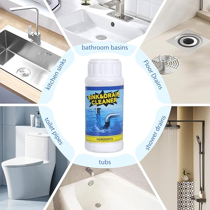 Powerful Sink Drain Cleaner - Fast Foaming Pipeline Dredging Agent for Kitchen Sink,Bathroom & Shower,Toilet Pipes (5pcs, sky blue)