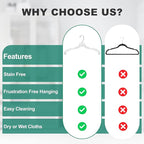 Quality Hangers 96 Pack Clear Plastic Hangers with Super Easy 360 Degree Swivel Hook – Shirt Hangers with Precision Notches for Secure Hanging – Slim Crystal Coat Hangers – 17 Inches (96, 17")