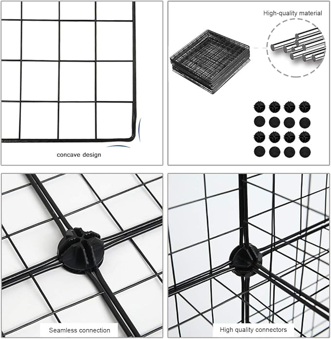 C&AHOME Wire Cube Storage, 6 - Cube Organizer Metal C Grids, Modular Shelves Units, Storage Bins Shelving, Closet Organizer, Ideal for Home, Office, Living Room, 36.6”L x 12.4”W x 36.6”H Black
