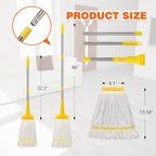 Professional Commercial Industrial Heavy Duty Mop with 48" Long Handle,Cotton Wet Commercial Mops for Floor Cleaning,Home,Kitchen,Office,Garage and Concrete Tile Floor