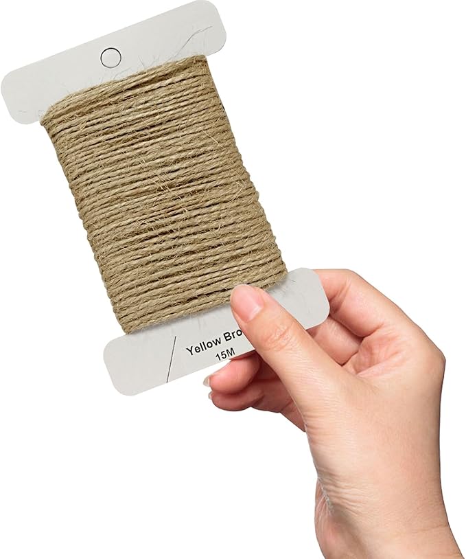 Jute Twine 10yards Long Twine String for Crafts Gift Wrapping Packing Gardening Crochet Knitting Macrame Decor (Yellow Brown)