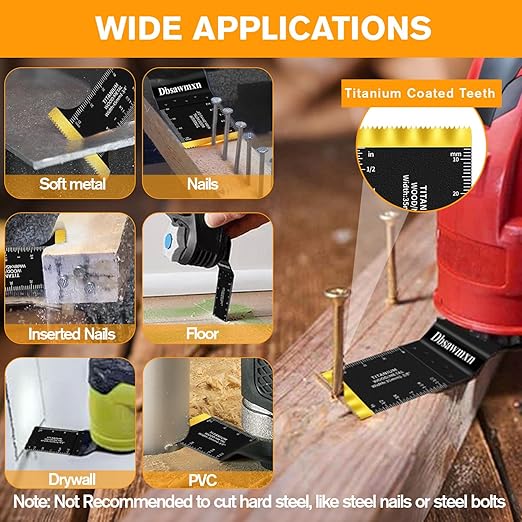 12PCS Titanium Oscillating Tool Blades Metal Cutting, Professional Multi Tool Blades for Metal Wood Plastic Drywall Cuts Saw Blades Compatible with Dewalt Milwaukee Ryobi Rockwell