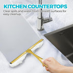 2PACK 9.5-Inch Golden All-Purpose Shower Squeegee for Shower Doors, Bath Linen Sets, Tile Shower Walls, Bathroom, Window, Glass and Car Windshield, Mirrors and Kitchen-Stainless Steel