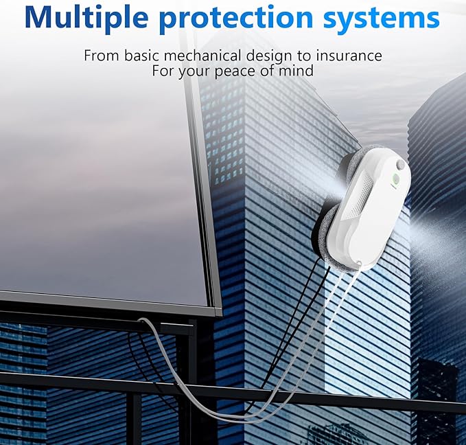 Tosima W5 Window Cleaning Robot, Dual Direction Auto-Spray Smart Window Cleaner with Triple Safety System, Smart Navigation, Remote Control, for All Smooth Surfaces, with 8 Rags, White