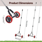 Uranshin Lawn Thatch Rake with Wheels, Dethatching Roller Rake for Lawn Care, Sturdy Stainless Steel Blades Tines, Heavy Duty Yard Lawn Thatch Remover for Moss, Grass Clippings, Leaves & Debris