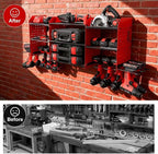 3 layers power tool organizer Loads 150lbs with 10 Cordless Drill Holder and 8 Outlet Power Strip,it’s good choice for husband birthday gift,red