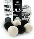 Wool Dryer Balls for Laundry – 6 XL (White & Black Set) – 100% New Zealand Wool – Natural, Reusable & Eco-Friendly Fabric Softener Alternative