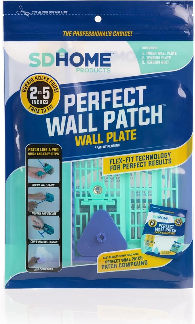 Wall Patch Repair Plate by SD Home, 1-Pack Drywall Backing Plates, 2-5” Hole Repair Patch, Easy & Quick DIY Patching