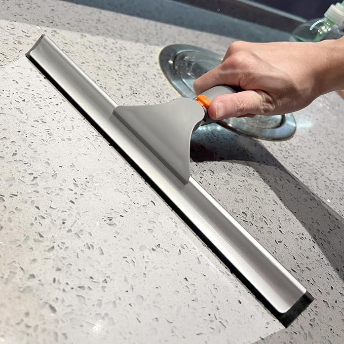 Window Squeegee with Long Handle, 57 inch BITOPE Glass Cleaner Tool with Telescopic Pole, Microfiber Cleaning Pads & Chenille Cloth for Car Windshield, Mirror, Door, Solar Panel, Inside/Outside Window