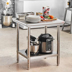 Mophorn Commercial Worktable & Workstation 24 x 30 x 32 Inch Stainless Steel Work Table Heavy Duty Commercial Food Prep Work Table for Home, Kitchen, Restaurant Metal Prep Table with Adjustable Feet