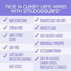 Nice 'N CLEAN SmudgeGuard Lens Wipes (600 Total Wipes) | Individually-Wrapped, Pre-Moistened, Ammonia-Free Lenses Wipes | Lens Cleaning Wipes for Eyeglasses, Camera Lens, Goggles, Sunglasses