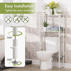 AmazerBath Bamboo Over The Toilet Storage Shelf, 2-Tier Over Toilet Bathroom Organizer Rack, Bathroom Shelves Over Toilet Space Saver, White