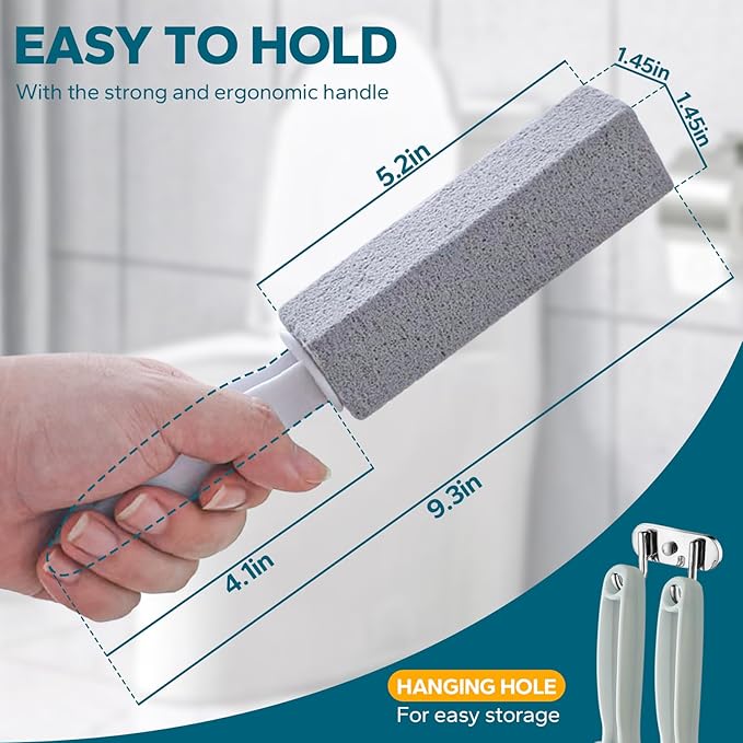 Emycool Pumice Stone Toilet Bowl Cleaner, 5 Pack Toilet Pumice Stone with Handle for Toilet Cleaning, Bathtubs, Sinks, Swimming Pools, Grills