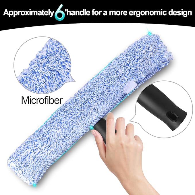 2Pack 14-Inch Multifunctional Rust Proof Window Cleaning Kit. for Shower Glass Doors, Bathroom Doors, Mirrors and Windows