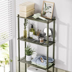AmazerBath Bamboo Over The Toilet Storage Shelf, 3-Tier Over Toilet Bathroom Organizer Rack, Bathroom Shelves Over Toilet Space Saver, Forest Green