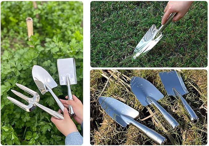 Stainless Gardening Shovel Set,Heavy Duty One-Piece Small Garden Trowel Hand Shovel Gardening Tools for Planting, Digging, Weeding, Moving and Smoothing, Gardening Gifts for Women