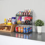 X-cosrack Stackable Wire Basket 3 Tier Countertop& Wall Mounted Metal Storage Basket for Kitchen Pantry Cabinet, Muti-functional Open Front Bin Organizer for Food Fruit Snack, Black