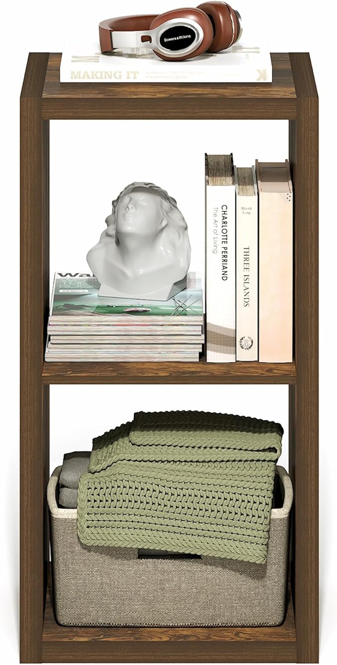 Furinno Cubicle Open Back Decorative Cube Storage Organizer, 2-Cube, Amber Pine