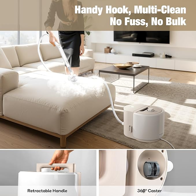 Newbealer Heavy-Duty Steam Cleaner for Home, Stainless Steel Boiler, 12-Piece Accessory Kit, Max 5 Bar Pressure, Multi-Purpose Steamer for Floors, Cars, Furniture, Upholstery, and More