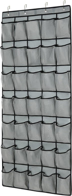 35-Pocket Over The Door Shoe Organizer - Mesh Pockets Shoe Holder Rack With 4 Metal Hooks