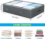 90L Under Bed Storage Containers, 6 Pack Underbed Closet Storage Organizer System, Moving Bags with Clear Window and Reinforced Handles for Bedding Pillows Blanket Clothes Wardrobe Bedroom