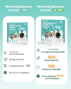 Washing Machine Cleaner Tablets: 40% Stronger Cleaning Power, Deep Cleaning Tablets For HE, Front Loader & Top Load Washer, Removes Pet Hair, Odors, Formulated for Pet Owners, 24 Pack, 15G